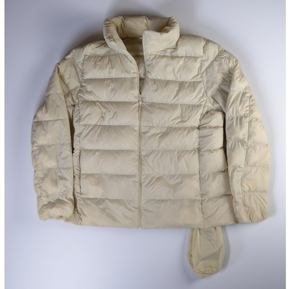 Uniqlo Ultra Light Down Puffer Jacket Women's L Cream Off White Packable